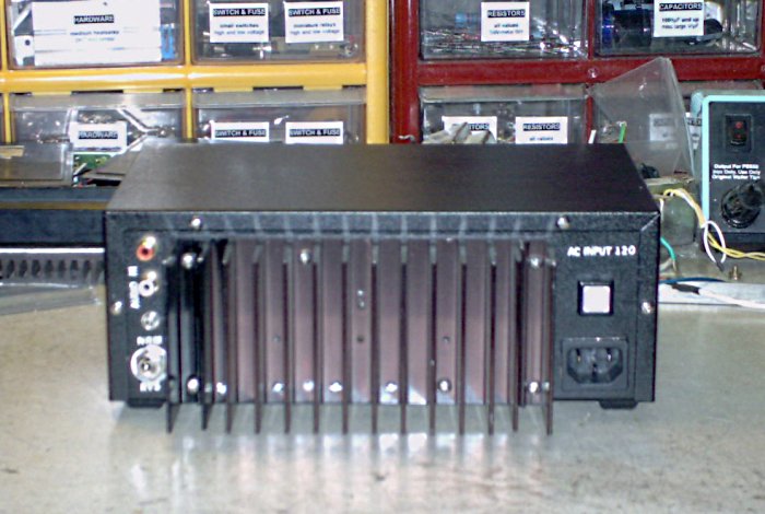 Rear view of the completed amp